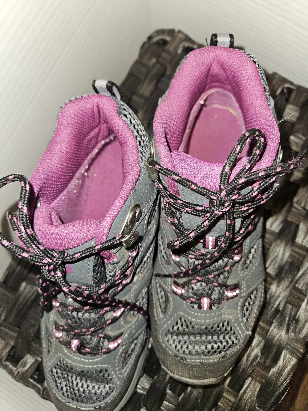 Merrell Gray and Pink Youth Waterproof Hiking Boots